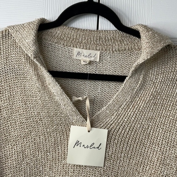 Marled - Open Collar Tan Sweater Size XS - Picture 6 of 15